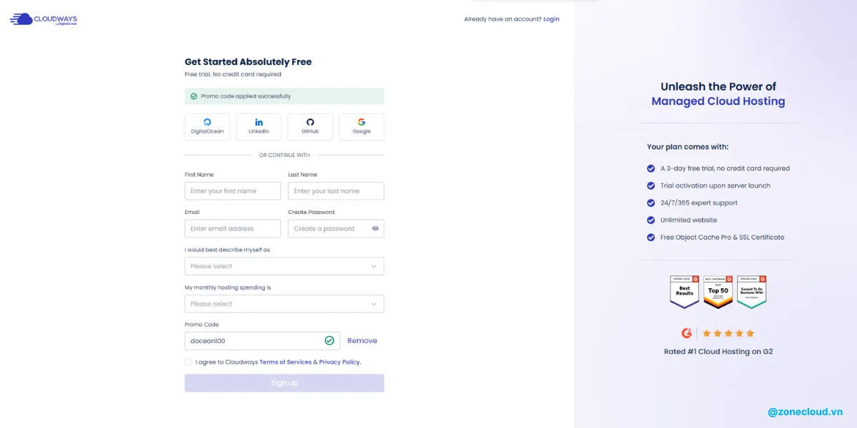 Trải nghiệm dịch vụ VPS Free với danh sách các nhà cung cấp dưới đây 6 VPS Free của Cloudways