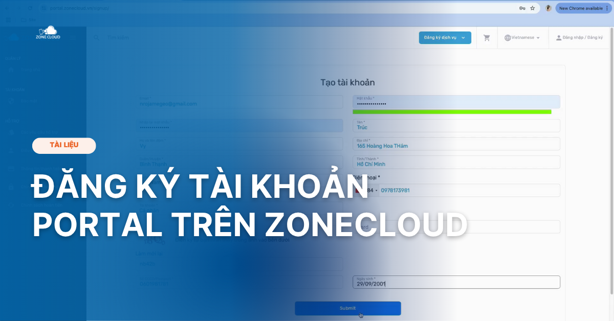 Đăng ký tài khoản Portal trên ZoneCloud