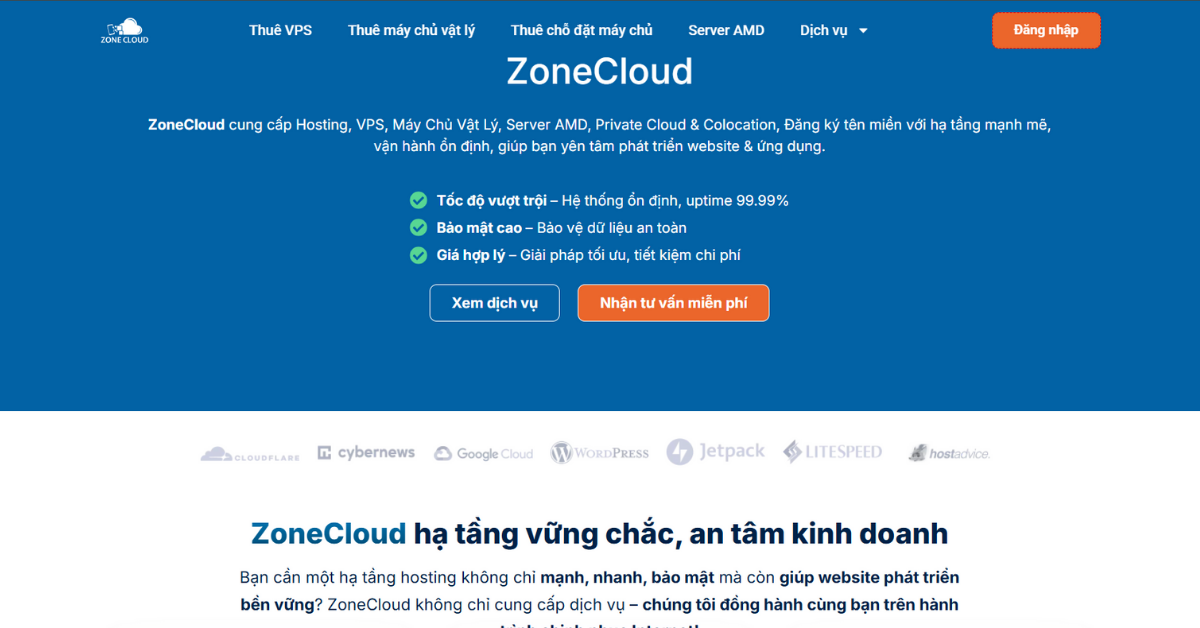 Hướng dẫn đăng ký tài khoản Portal trên ZoneCloud 1 Ở trang chủ, nhấn vào đăng nhập