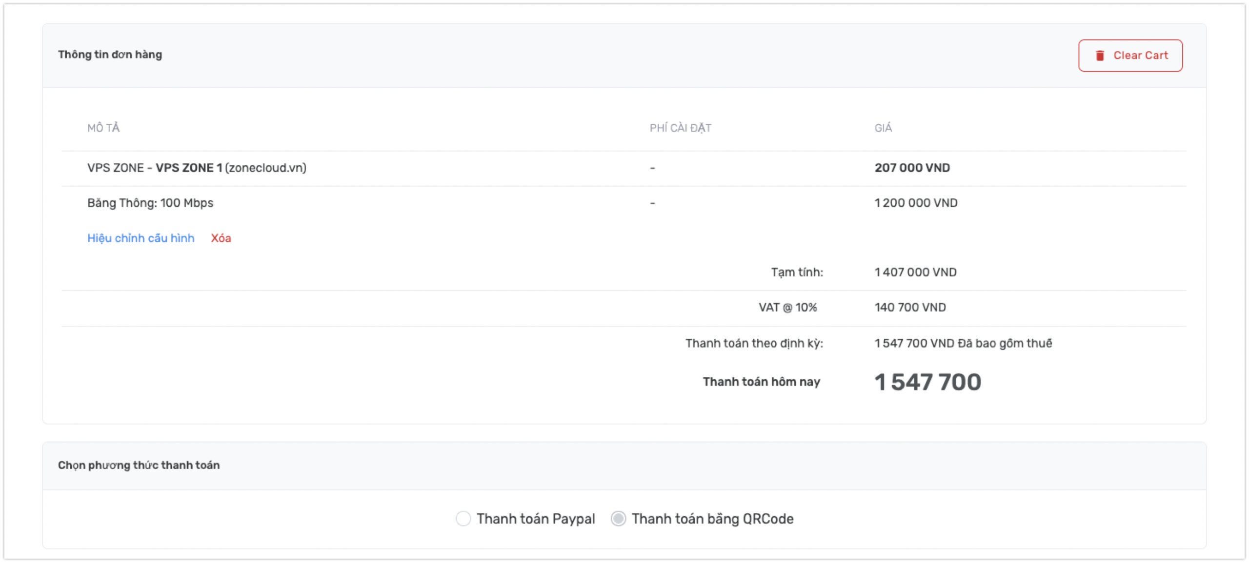 Thanh toán và bắt đầu sử dụng vps giá rẻ tại ZoneCloud