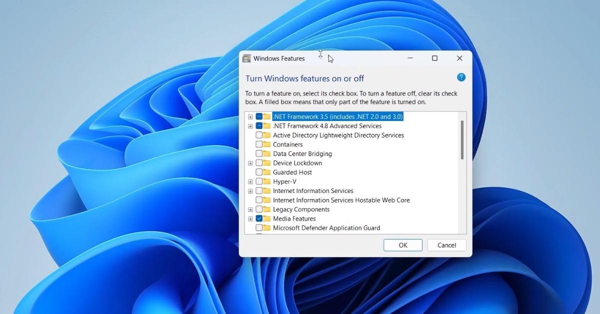 Bước 1_ Mở cửa sổ _Windows Features_ Có hai cách để mở cửa sổ này