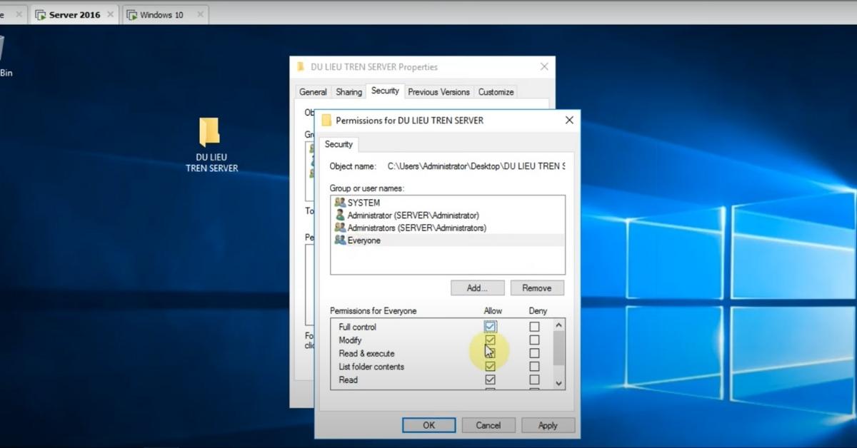 Cách kết nối và chia sẻ dữ liệu giữa 2 máy tính Server - Client trên máy ảo VMware 16 3 Bước 3_ Chia sẻ thư mục dữ liệu trên máy Server