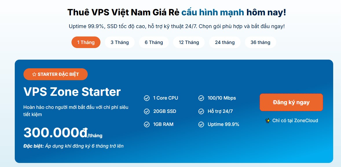 ZoneCloud ra mắt gói dịch vụ cho thuê VPS giá rẻ chỉ 50k/tháng 1 Gói VPS giá rẻ 50k tại ZoneCloud