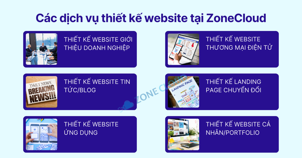 Dịch Vụ Thiết Kế Website Trọn Gói, Chuẩn SEO #1 TPHCM tại ZoneCloud 3 Các dịch vụ thiết kế website tại ZoneCloud