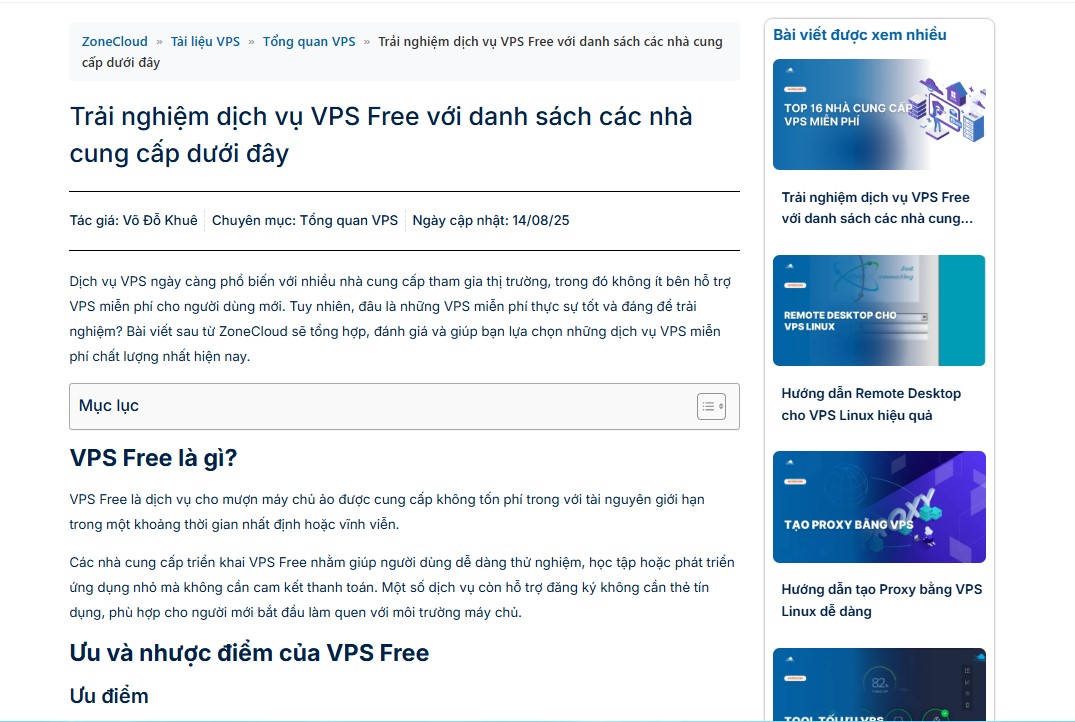 Dịch Vụ Thiết Kế Website Trọn Gói, Chuẩn SEO #1 TPHCM tại ZoneCloud 15 Giao diện trang bài viết blog