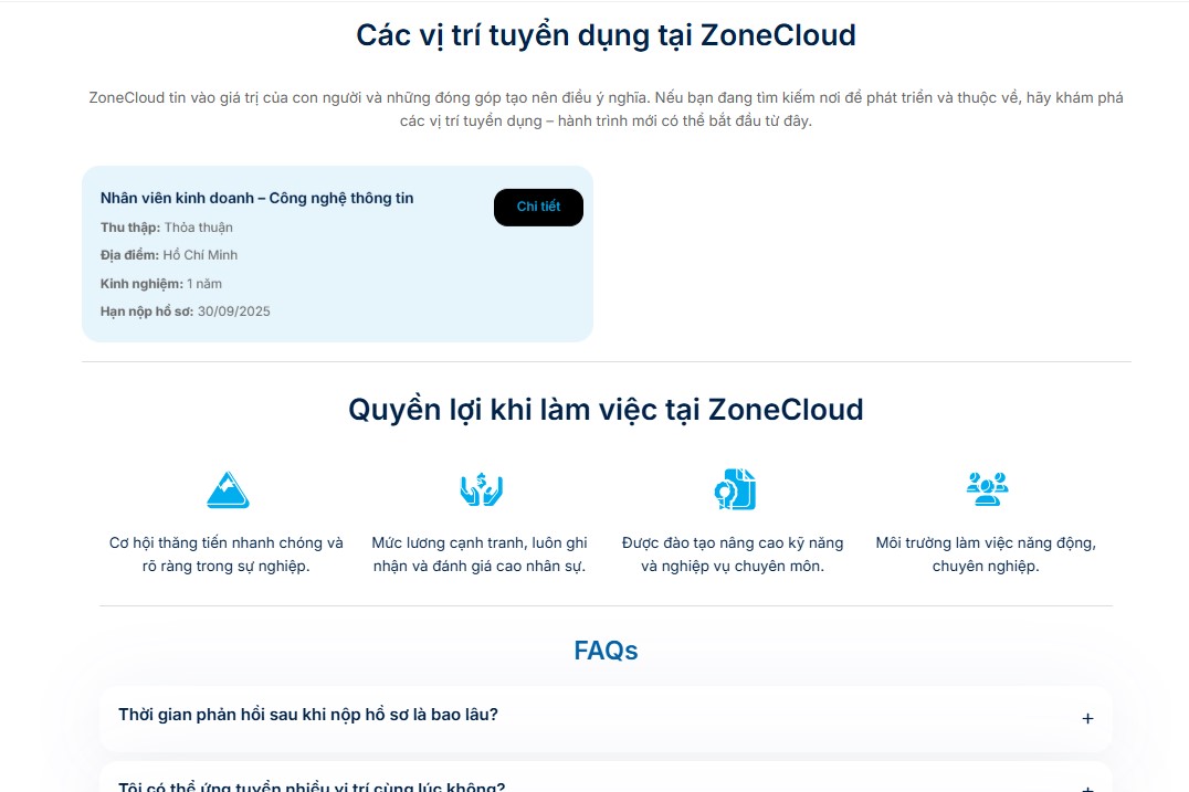 Dịch Vụ Thiết Kế Website Trọn Gói, Chuẩn SEO #1 TPHCM tại ZoneCloud 11 Giao diện trang tuyển dụng