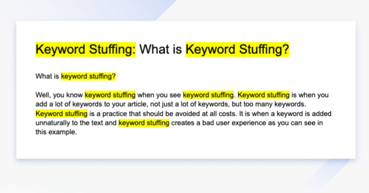 SEO từ khóa là gì? Phân loại các từ khóa, Quy trình nghiên cứu & Tối ưu từ khóa hiệu quả 3 Nhồi nhét từ khóa (Keyword Stuffing)