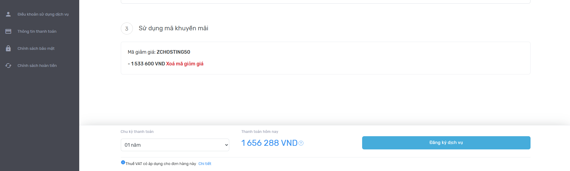 Ưu đãi tháng 10 – Hosting ZoneCloud Giảm 50% Trọn Đời 4 buoc 3 giam 50 khi nhap ma