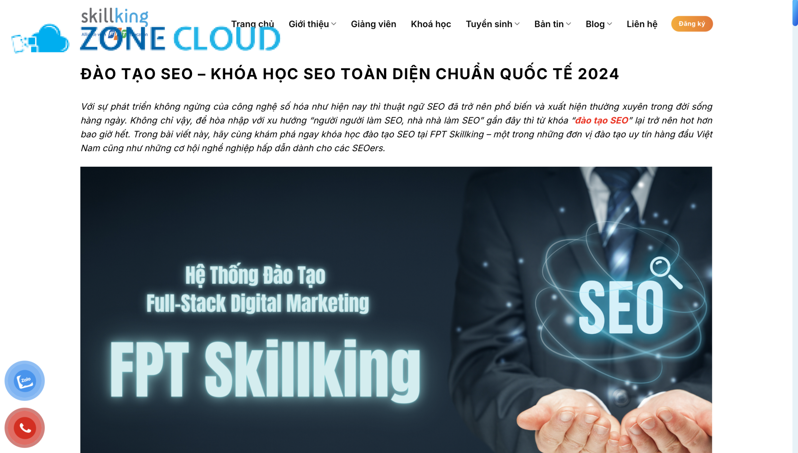 Khóa học SEO thực hành chuẩn quốc tế tại FPT Skillking