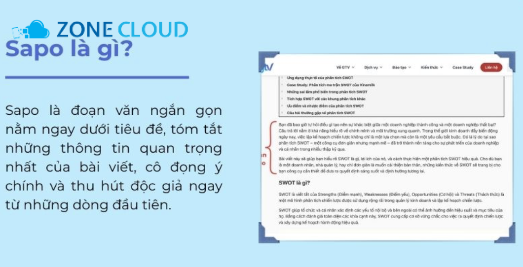 ZoneCloud 49 Sapo là gì? Bí quyết tạo đoạn mở đầu chuẩn SEO, thu hút độc giả