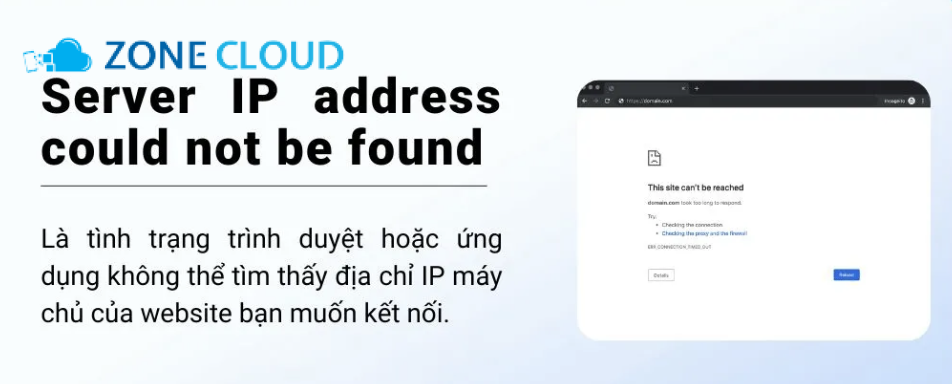 Tổng quan về lỗi Server IP address could not be found