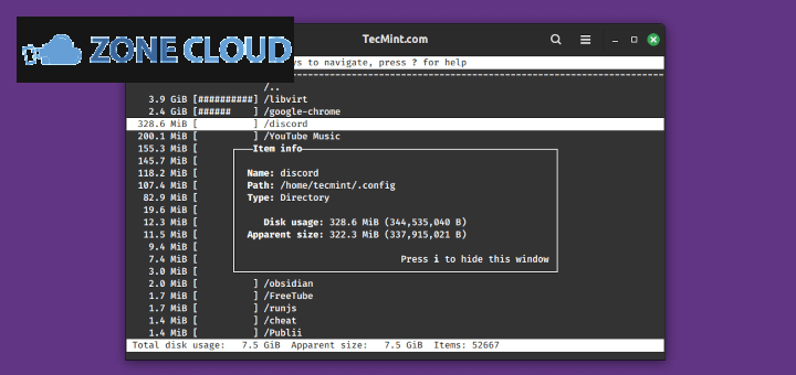 ZoneCloud 49 ncdu