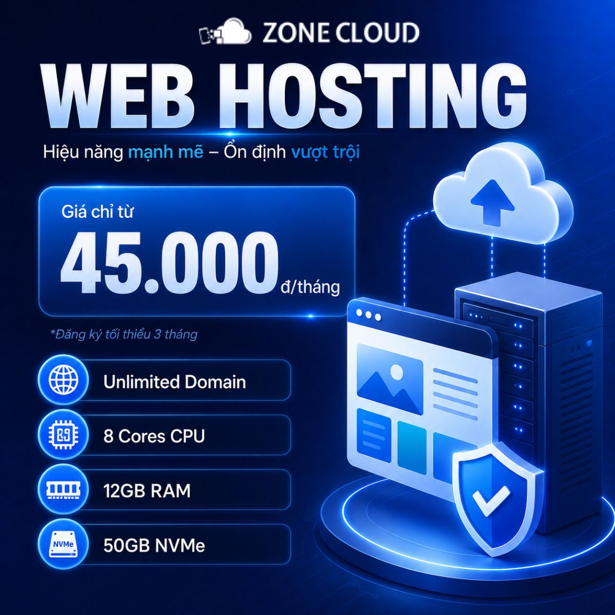 Dịch vụ thuê Web Hosting giá siêu rẻ chỉ 45k 1 tháng tại ZoneCloud