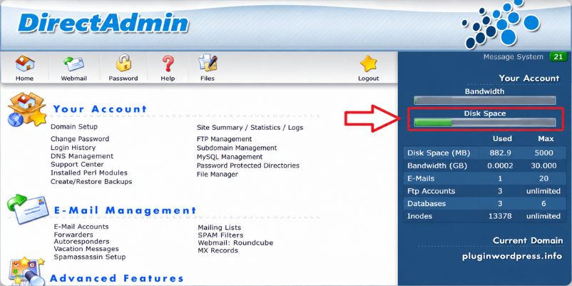 Cách kiểm tra dung lượng hosting và hướng dẫn dọn dẹp 3 Cách kiểm tra dung lượng hosting trên bảng quản trị DirectAdmin