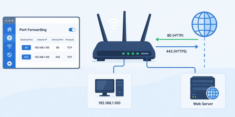 Hướng dẫn tự tạo hosting tại nhà từ A đến Z cho người mới 3 Cấu hình mở cổng Port Forwarding 80 và 443 trên Router gia đình