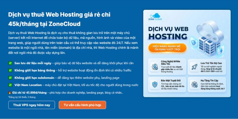 Top 5 nhà cung cấp dịch vụ hosting uy tín và tốc độ cao hàng đầu 1 Dịch vụ cho thuê hosting tại Zoneclod