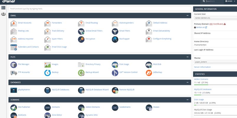 Hosting Linux hay Windows nên chọn loại nào cho website? 3 Giao diện của cPanel