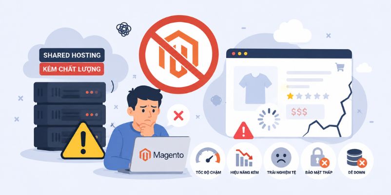 Hosting Magento là gì và hướng dẫn chọn máy chủ cho sàn E-commerce 3 Không nên chạy Magento trên Shared Hosting kém chất lượng