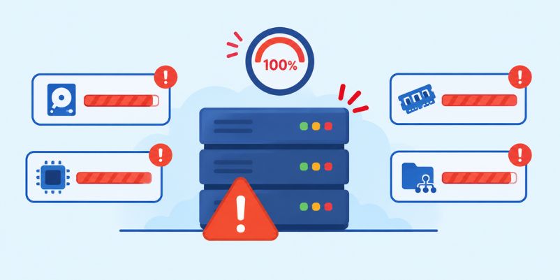 Khi nào cần đổi hosting và hướng dẫn chuyển máy chủ không gián đoạn 5 Tài nguyên ổ cứng, RAM, CPU và chỉ số Inodes liên tục báo đầy
