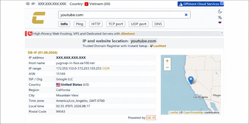 Cách check hosting và IP website nhanh chóng và chính xác nhất 4 Tra cứu nhà cung cấp hosting qua công cụ trực tuyến Check-Host.net
