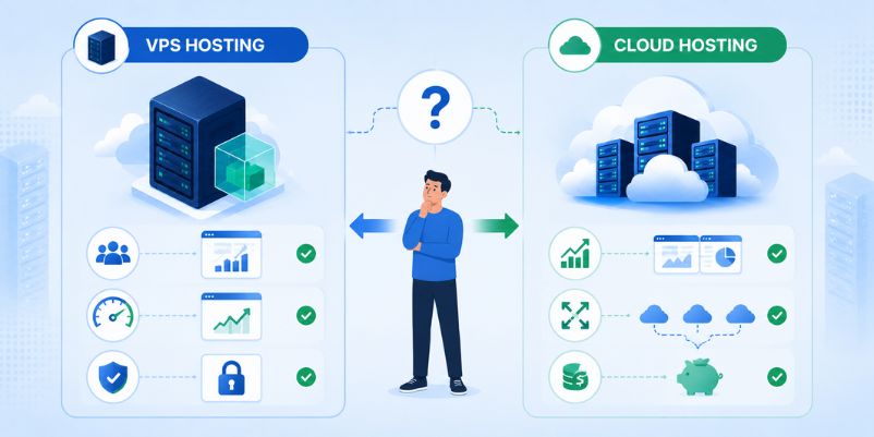 Cloud hosting vs VPS hosting so sánh khác biệt và kinh nghiệm lựa chọn 2 nên chọn VPS hosting hay Cloud hosting