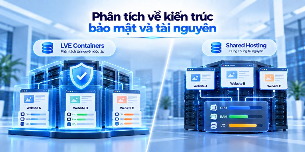 So sánh giữa Reseller hosting và Shared hosting - nên chọn gói hosting nào? 2 Phân tích về kiến trúc bảo mật và tài nguyên