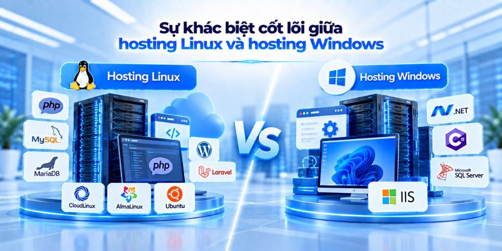 So sánh hosting Linux và hosting Windows: Tiêu chuẩn kỹ thuật và định hướng lựa chọn 2 Sự khác biệt giữa hosting Linux và hosting Windown