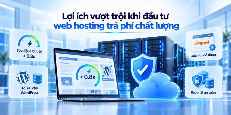 Hosting free và hosting trả phí: So sánh kỹ thuật và rủi ro vận hành 3 Ưu điểm khi đầu tư web hosting trả phí