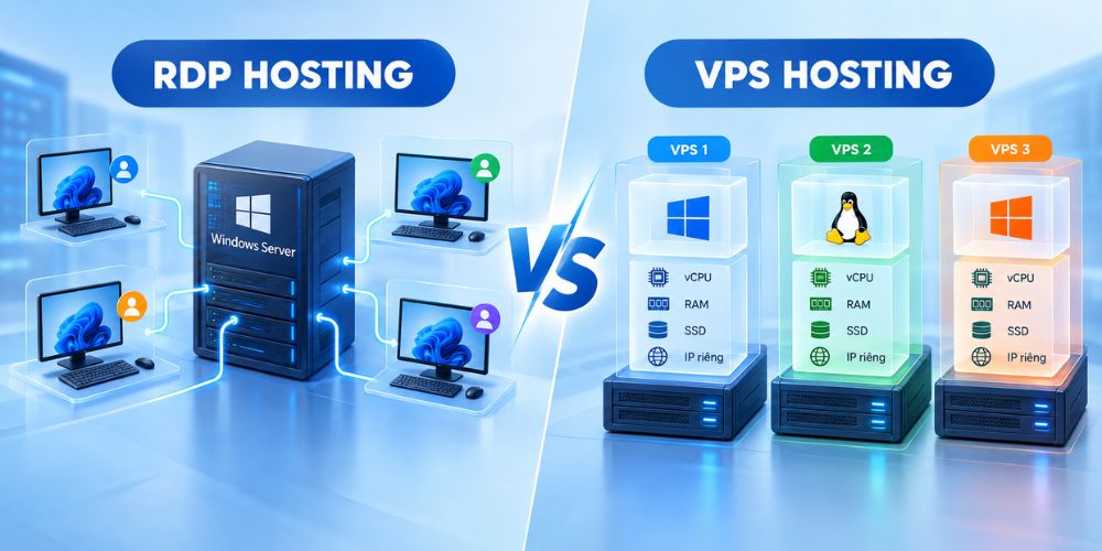 RDP Hosting vs VPS Hosting: So Sánh Chi Tiết Và Tiêu Chí Lựa Chọn Chuẩn Kỹ Thuật 1 Bản chất kỹ thuật của RDP Hosting và VPS Hosting