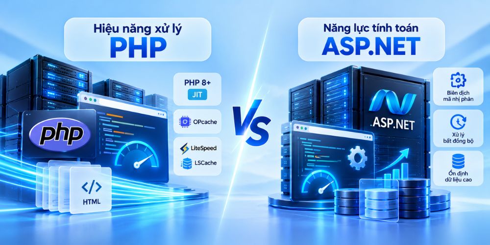 Hosting PHP và hosting ASP.NET: So sánh kỹ thuật và tiêu chuẩn lựa chọn 2 Cơ chế biên dịch và hiệu năng xử lý đa luồng